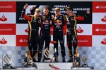 Sebastian Vettel (Red Bull), Kimi Räikkönen (Lotus) und Romain Grosjean (Lotus) 