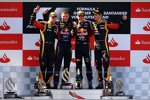 Sebastian Vettel (Red Bull), Kimi Räikkönen (Lotus) und Romain Grosjean (Lotus) 