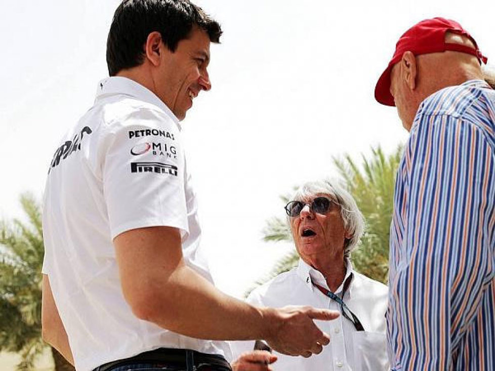 Toto Wolff, Bernie Ecclestone, Christian Horner