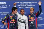 Mark Webber (Red Bull), Lewis Hamilton (Mercedes) und Sebastian Vettel (Red Bull)