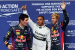Mark Webber (Red Bull), Lewis Hamilton (Mercedes) und Sebastian Vettel (Red Bull) 