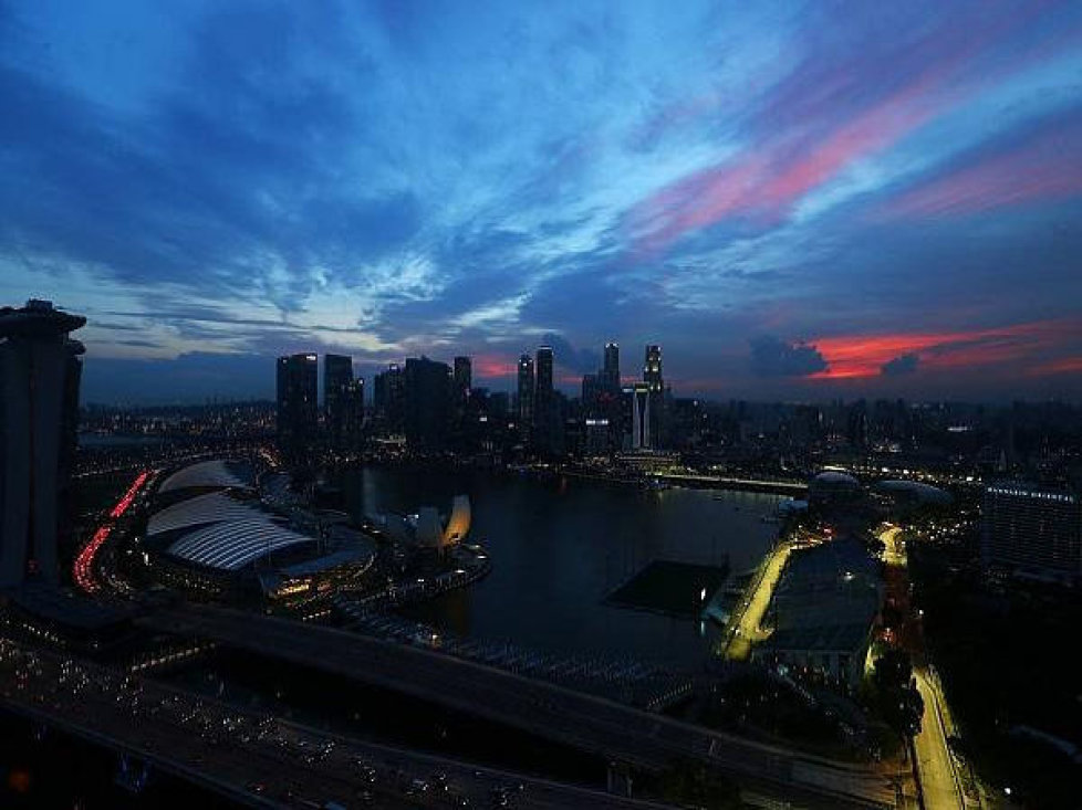 Singapur Skyline Vogelperspektive