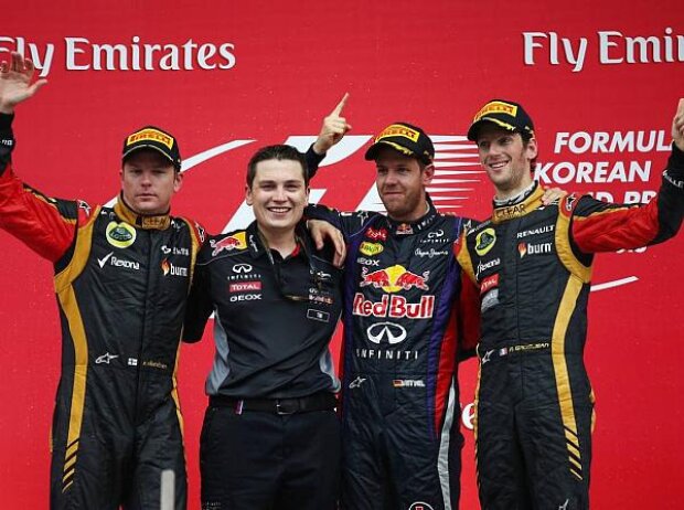 Titel-Bild zur News: Sebastian Vettel, Kimi Räikkönen, Romain Grosjean