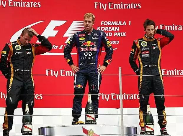 Titel-Bild zur News: Sebastian Vettel, Romain Grosjean, Kimi Räikkönen