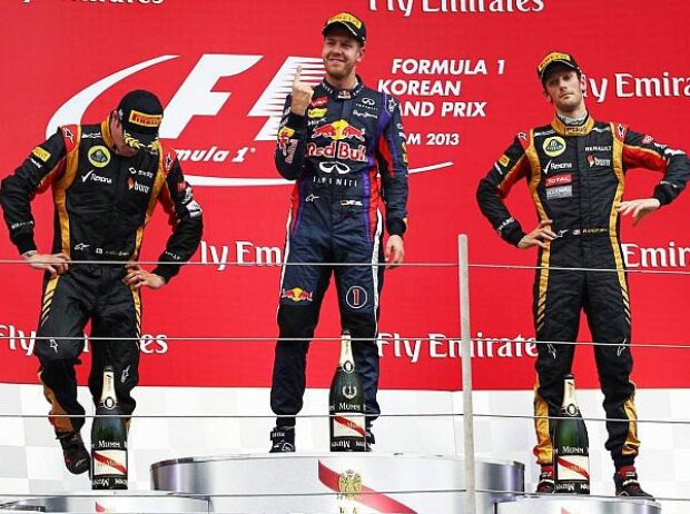 Sebastian Vettel, Romain Grosjean, Kimi Räikkönen Sebastian Vettel, Romain Grosjean, Kimi Räikkönen