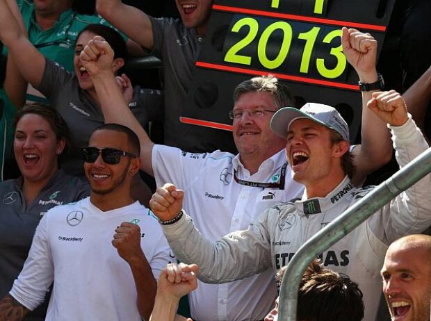 Titel-Bild zur News: Lewis Hamilton, Ross Brawn, Nico Rosberg