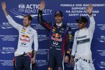 Mark Webber (Red Bull), Sebastian Vettel (Red Bull) und Lewis Hamilton (Mercedes) 