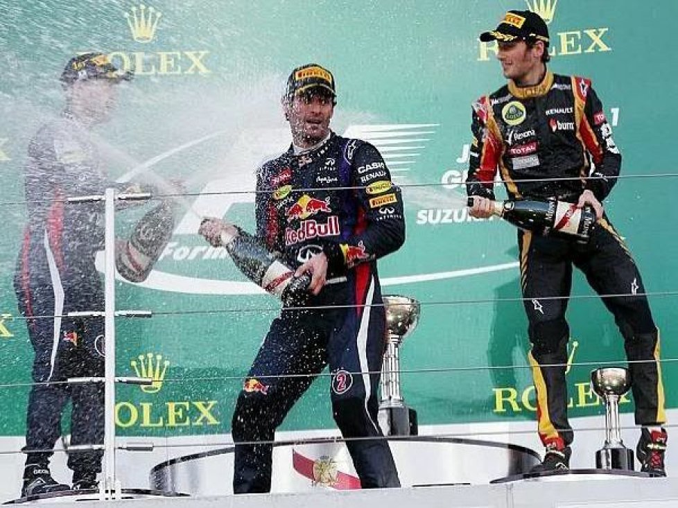 Mark Webber, Sebastian Vettel, Romain Grosjean