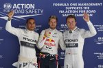 Sebastian Vettel (Red Bull) steht in Indien auf der Pole-Position, dahinter Nico Rosberg (Mercedes) und Lewis Hamilton (Mercedes) 