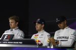 Nico Rosberg (Mercedes), Sebastian Vettel (Red Bull) und Lewis Hamilton (Mercedes) 