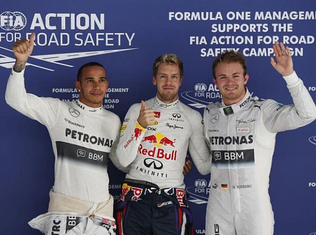 Sebastian Vettel, Nico Rosberg, Lewis Hamilton