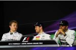 Nico Rosberg (Mercedes), Sebastian Vettel (Red Bull) und Lewis Hamilton (Mercedes) 