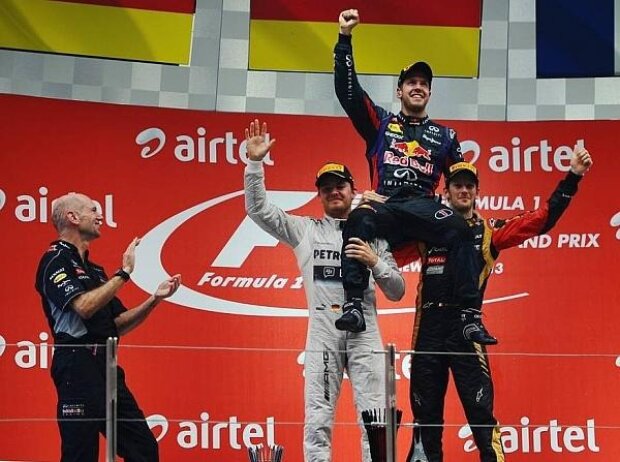 Titel-Bild zur News: Adrian Newey, Nico Rosberg, Sebastian Vettel, Romain Grosjean
