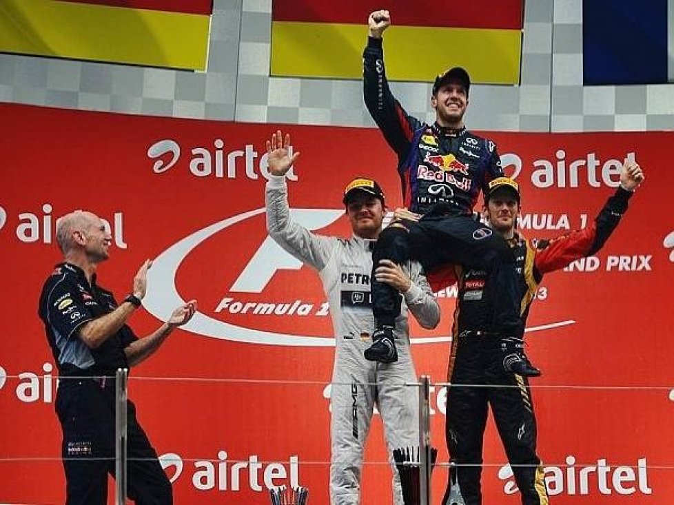 Adrian Newey, Nico Rosberg, Sebastian Vettel, Romain Grosjean