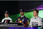 Sebastian Vettel (Red Bull), Mark Webber (Red Bull) und Nico Rosberg (Mercedes) 