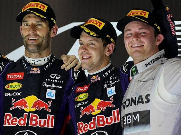 Titel-Bild zur News: Mark Webber, Sebastian Vettel, Nico Rosberg