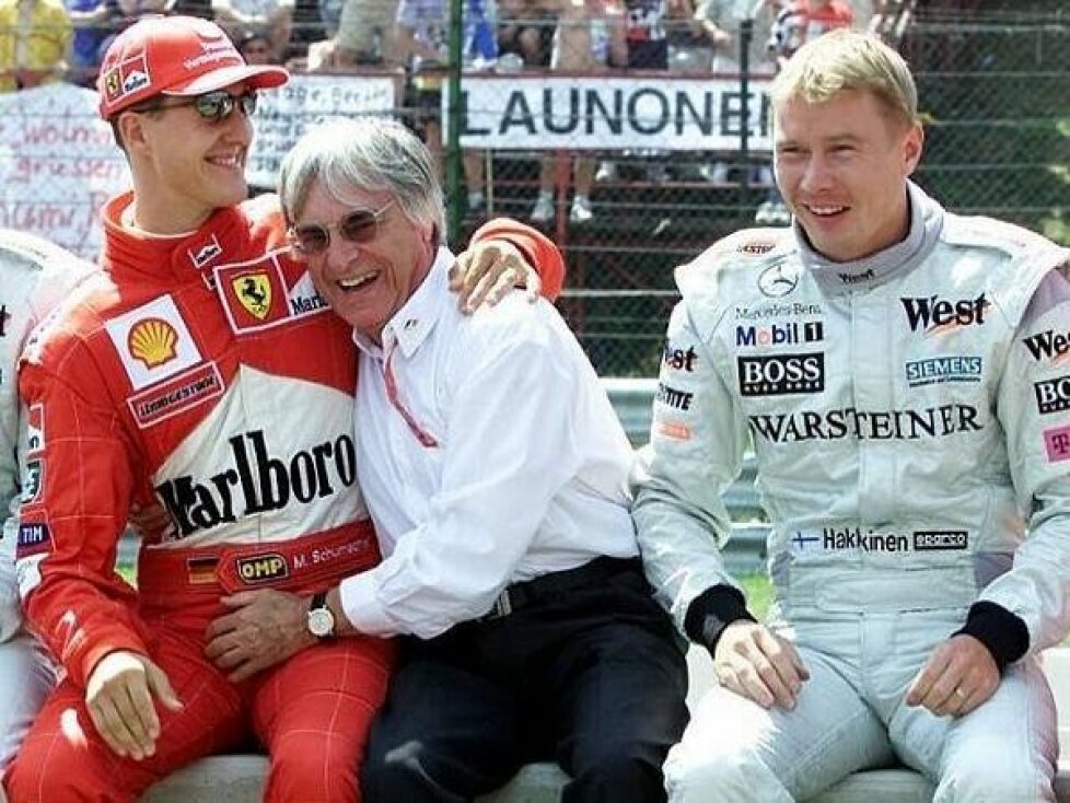 Michael Schumacher, Bernie Ecclestone, Mika Häkkinen