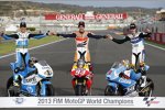 Pol Espargaro , Marc Marquez und Maverick Vinales, die Motorrad-Weltmeister der Saison 2013