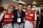 Fernando Alonso und Felipe Massa mit Antonio Banderas