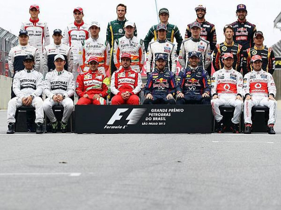 Jules Bianchi, Max Chilton, Giedo van der Garde, Charles Pic, Daniel Ricciardo, Jean-Eric Vergne, Valtteri Bottas, Pastor Maldonado, Adrian Sutil, Paul di Resta, Esteban Gutierrez, Nico Hülkenberg, Romain Grosjean, Heikki Kovalainen, Lewis Hamilton, Nico