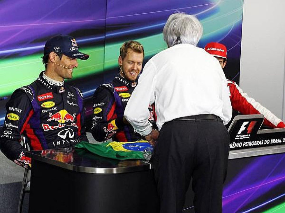 Bernie Ecclestone, Sebastian Vettel, Mark Webber