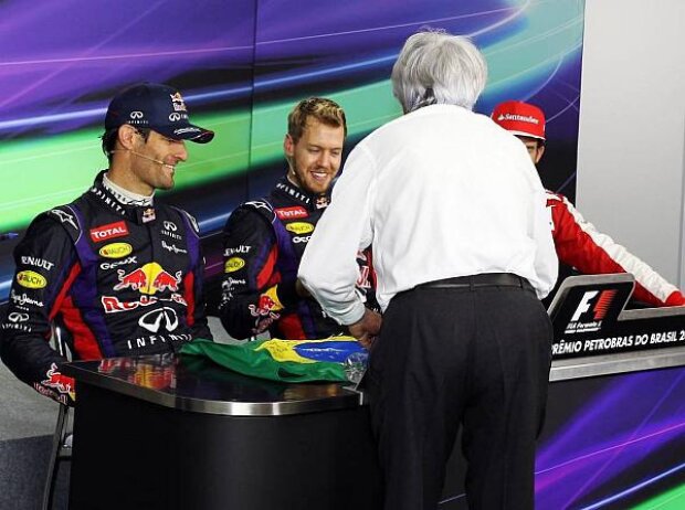 Bernie Ecclestone, Sebastian Vettel, Mark Webber