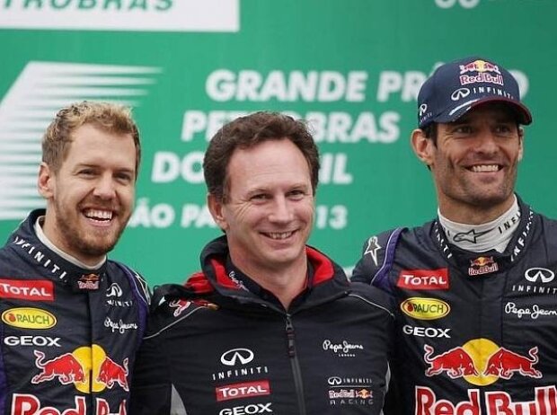 Titel-Bild zur News: Sebastian Vettel, Christian Horner, Mark Webber