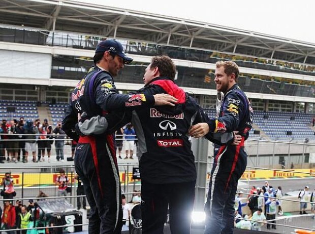 Titel-Bild zur News: Sebastian Vettel, Mark Webber, Christian Horner