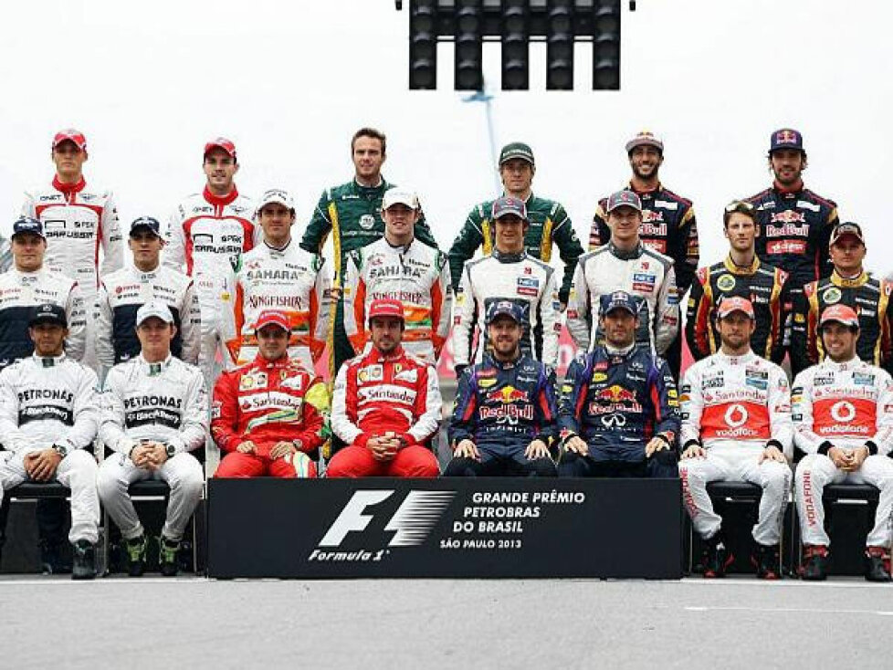 Jules Bianchi, Max Chilton, Giedo van der Garde, Charles Pic, Daniel Ricciardo, Jean-Eric Vergne, Valtteri Bottas, Pastor Maldonado, Adrian Sutil, Paul di Resta, Esteban Gutierrez, Nico Hülkenberg, Romain Grosjean, Heikki Kovalainen, Lewis Hamilton, Nico