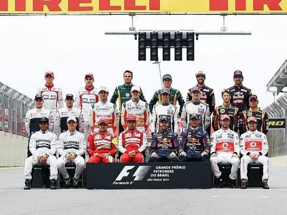 Jules Bianchi, Max Chilton, Giedo van der Garde, Charles Pic, Daniel Ricciardo, Jean-Eric Vergne, Valtteri Bottas, Pastor Maldonado, Adrian Sutil, Paul di Resta, Esteban Gutierrez, Nico Hülkenberg, Romain Grosjean, Heikki Kovalainen, Lewis Hamilton, Nico