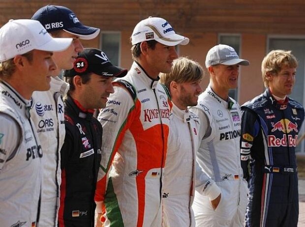 Titel-Bild zur News: Adrian Sutil, Michael Schumacher, Nick Heidfeld, Nico Rosberg, Sebastian Vettel, Timo Glock, Nico Hülkenberg