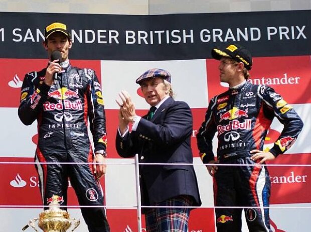 Titel-Bild zur News: Fernando Alonso, Mark Webber, Jackie Stewart, Sebastian Vettel