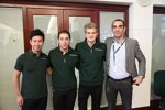 Kamui Kobayashi, Testfahrer Robin Frijns, Marcus Ericsson und Teamchef Cyril Abiteboul 