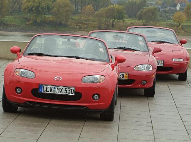 Drei Generationen Mazda MX-5 