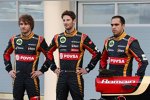 Charles Pic, Romain Grosjean und Pastor Maldonado (Lotus) 