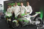 Das Aspar-Team in neuen Farben: Hiroshi Aoyama, Teamchef Jorge Martinez und Nicky Hayden  