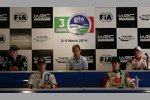 Mikko Hirvonen, Sebastien Ogier, Chris Atkinson, Benito Guerra und Kris Meeke bei der Pressekonferenz