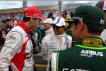 Jules Bianchi (Marussia), Felipe Massa (Williams) und Kamui Kobayashi (Caterham) 