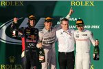 Daniel Ricciardo (Red Bull), Nico Rosberg (Mercedes) und Kevin Magnussen (McLaren) 