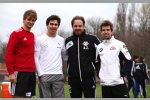 Nico Müller, Robert Wickens und Antonio Felix da Costa mit RB-Trainer Alexander Zorniger