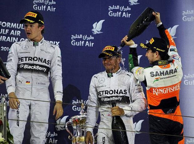 Titel-Bild zur News: Nico Rosberg, Lewis Hamilton, Sergio Perez