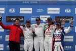 Yvan Muller (Citroen), Sebastien Loeb (Citroen) und Gabriele Tarquini (Honda) 