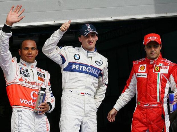 Titel-Bild zur News: Lewis Hamilton, Robert Kubica, Felipe Massa