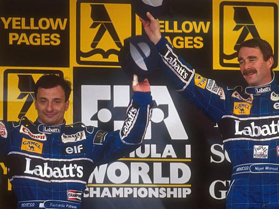 Nigel Mansell, Riccardo Patrese Kyalami Südafrika Podium Podest 1992