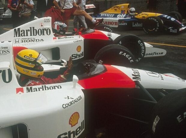 Ayrton Senna, Gerhard Berger, Nigel Mansell Ayrton Senna, Gerhard Berger, Nigel Mansell