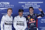 Lewis Hamilton (Mercedes), Nico Rosberg (Mercedes) und Daniel Ricciardo (Red Bull) 