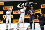 Lewis Hamilton (Mercedes), Nico Rosberg (Mercedes) und Daniel Ricciardo (Red Bull) 