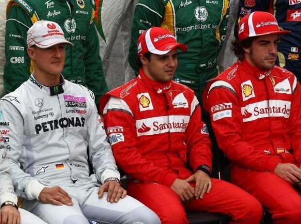 Titel-Bild zur News: Michael Schumacher, Felipe Massa, Fernando Alonso