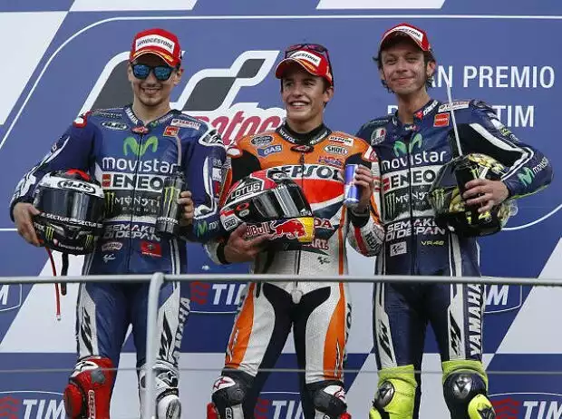 Jorge Lorenzo, Marc Marquez und Valentino Rossi Titel-Bild zur News: Jorge Lorenzo, Marc Marquez und Valentino Rossi