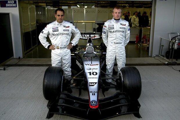 Kimi Räikkönen Juan Pablo Montoya Malcolm Wilson McLaren McLaren Mercedes F1 ~Kimi Räikkönen (Ferrari), Juan Pablo Montoya und Malcolm Wilson ~ 